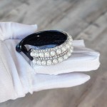 Accesoriu pentru decor par TRD046MM Negru cu perle albe si cristale Accesoriu pentru decor par TRD046MM Negru cu perle albe si cristale